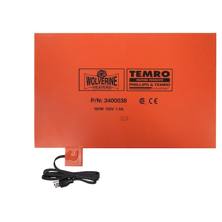 Zerostart Silicone Pad, Battery - 180W, 120V, 1.5A - 13in. 33 Cm X 20-1/2in. 52 Cm Csa/Ce 3400038